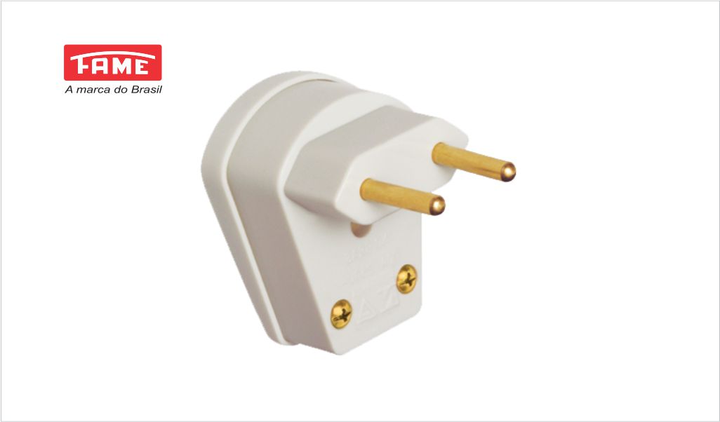 FAME PLUG MACHO TRIANGULAR 2P 90º 10A CINZA