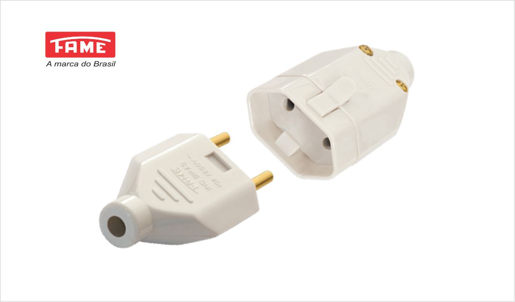 FAME PLUG MACHO/FEMEA 2P 10A CINZA