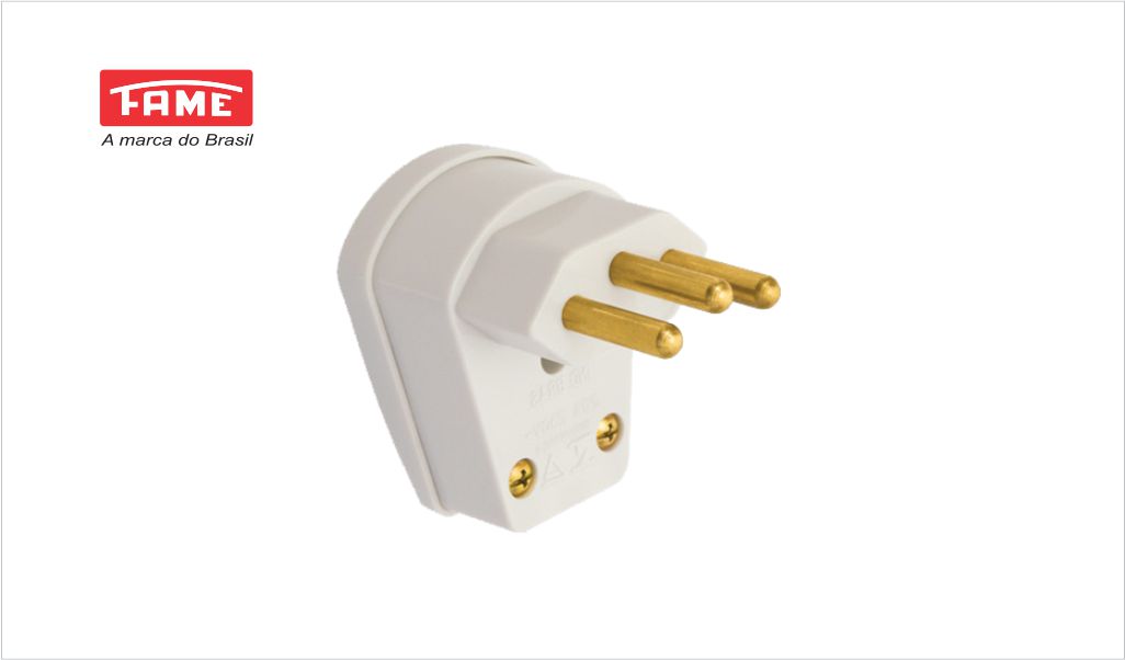FAME PLUG MACHO TRIANGULAR 2P+T 90° 20A PRETO