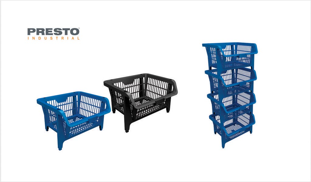CESTO PRESTO EXPOSITOR PEQUENO A28 X L44 X P38 SUPORTA 45KG AZUL