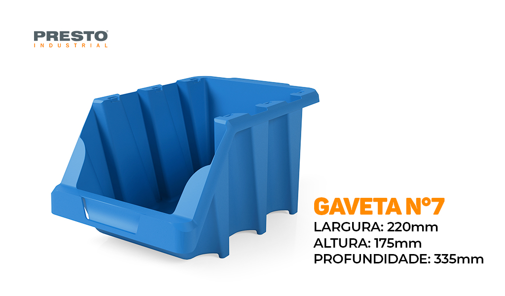 GAVETA PRESTO ORG PLASTICA EMPILHAVEL N°7 PLAST AZUL