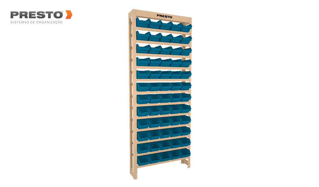 KIT ESTANTE PRESTO COM 60 GAVETAS N°3 AZUL