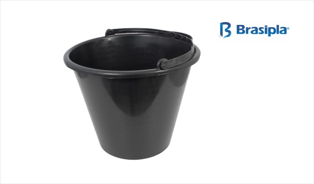 BALDE BRASIPLA PLASTICO MULTIUSO ALCA PLASTICA AMARELA 12 LITROS COR PRETO.