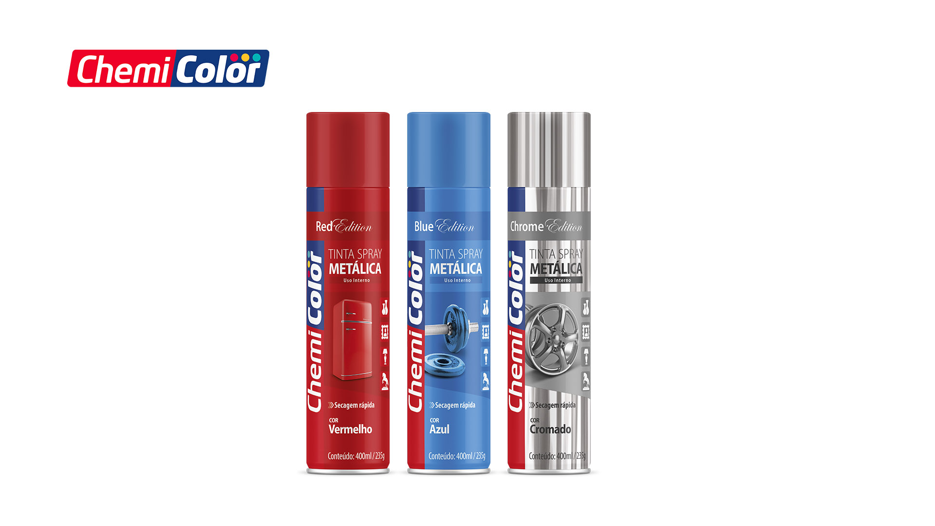 SPRAY CHEMICOLOR METALICA VERMELHO 400ML