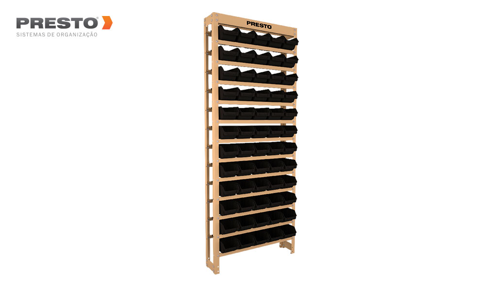 KIT ESTANTE PRESTO COM 60 GAVETAS  N°3 PRETA