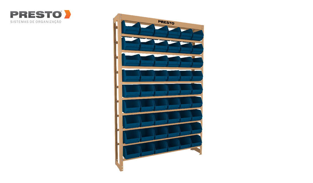 KIT ESTANTE PRESTO COM 54 GAVETAS N°5 AZUL