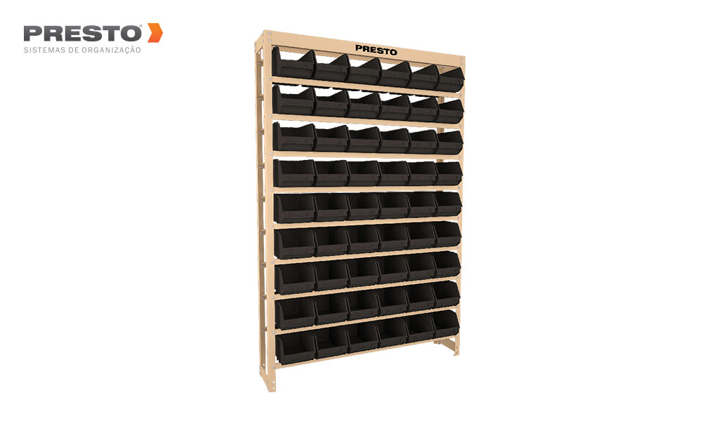 KIT ESTANTE PRESTO COM 54 GAVETAS N°5 PRETA