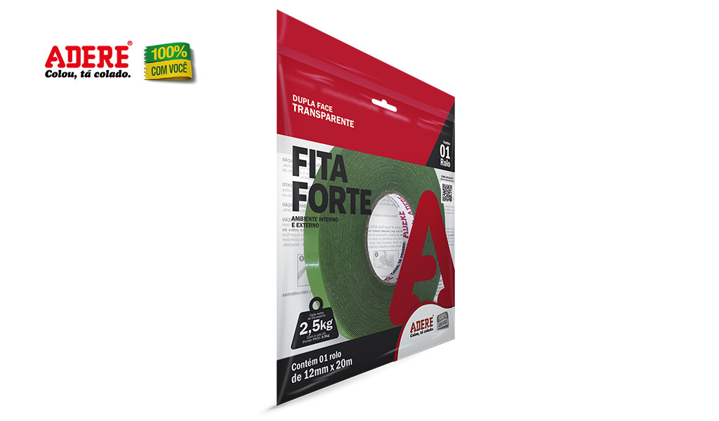 FITA FORTE ADERE DUPLA FACE TRANSPARENTE XT100 12MMX20M
