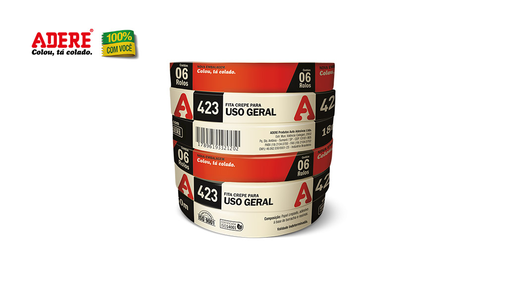 FITA ADERE CREPE USO GERAL 423 18MMX50M COR BEGE